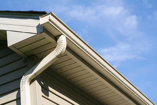 Gutters on a residential roof